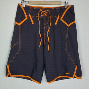 NIKE  medium orange and dark grey 32" swim shorts